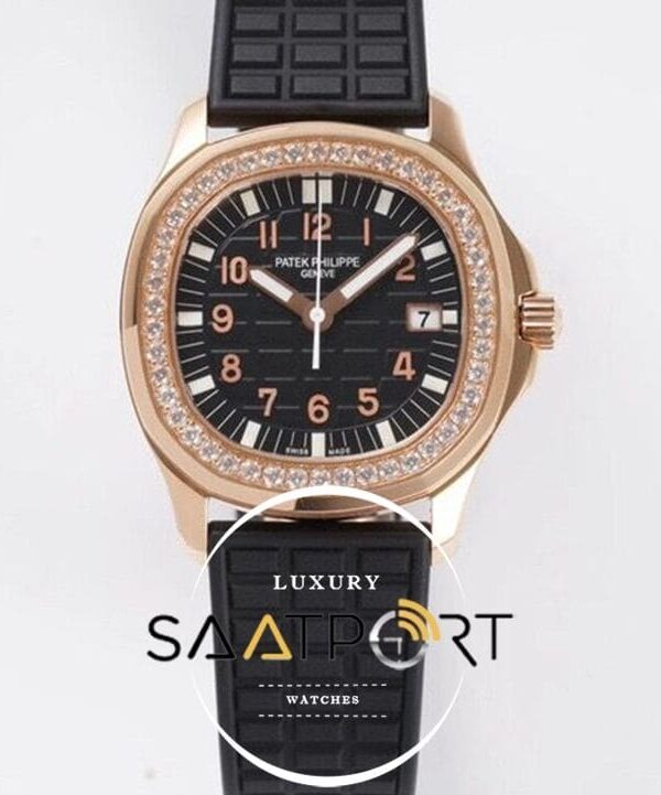 Patek Philippe Lady Aquanaut 5068R Luce Taşlı Bezel Siyah Kadran