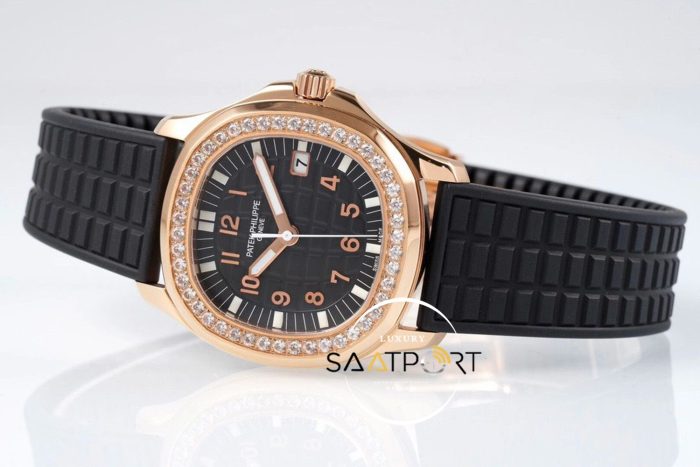 Patek Philippe Lady Aquanaut 5068R Luce Taşlı Bezel Siyah Kadran