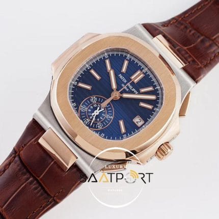 Patek Philippe Nautilus 5980R-001 Mavi Kadran 316F Çelik 18K Altın Kaplama