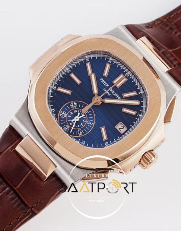Patek Philippe Nautilus 5980R-001 Mavi Kadran 316F Çelik 18K Altın Kaplama
