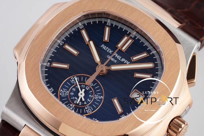 Patek Philippe Nautilus 5980R-001 Mavi Kadran 316F Çelik 18K Altın Kaplama