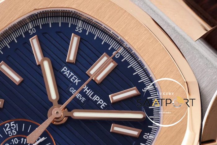 Patek Philippe Nautilus 5980R-001 Mavi Kadran 316F Çelik 18K Altın Kaplama