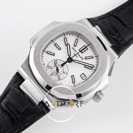 Patek Philippe Nautilus 5980/1A-019 Beyaz Kadran Deri Kordon 316F Paslanmaz Çelik