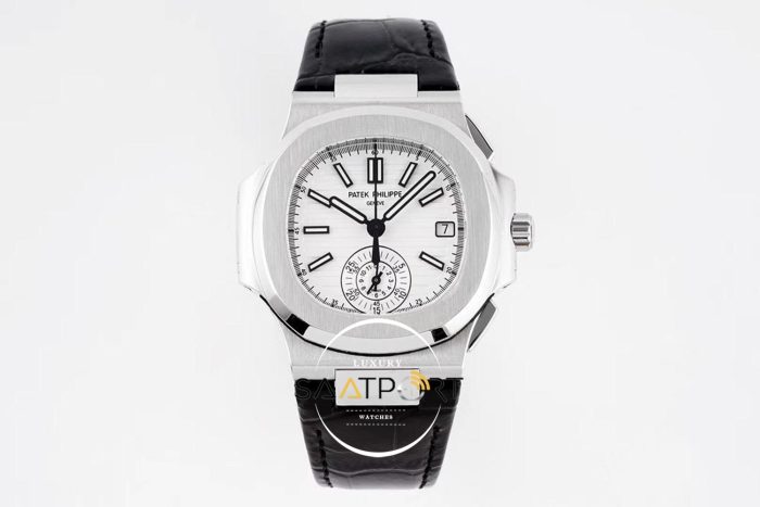 Patek Philippe Nautilus 5980/1A-019 Beyaz Kadran Deri Kordon 316F Paslanmaz Çelik