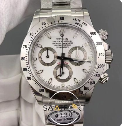 Rolex Cosmograph 116500LN Daytona Clean Factory Beyaz Kadran Çelik Bezel Super Plus Clone ETA