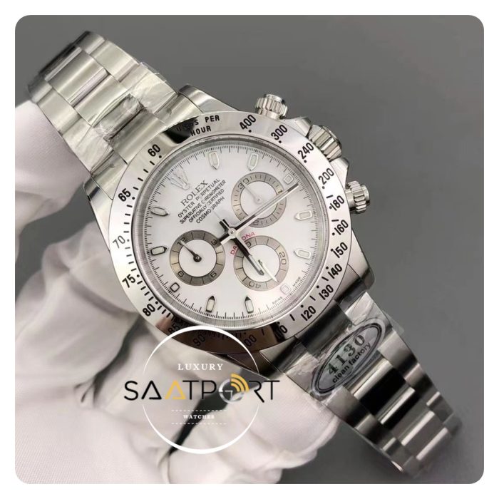 Rolex Cosmograph 116500LN Daytona Clean Factory Beyaz Kadran Çelik Bezel Super Plus Clone ETA