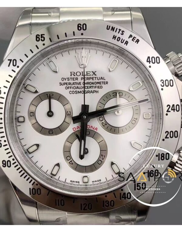 Rolex Cosmograph 116500LN Daytona Clean Factory Beyaz Kadran Çelik Bezel Super Plus Clone ETA