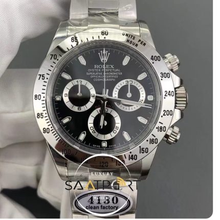 Rolex Daytona Cosmograph 116500LN Clean Factory Siyah Kadran Çelik Bezel Super Plus Clone ETA