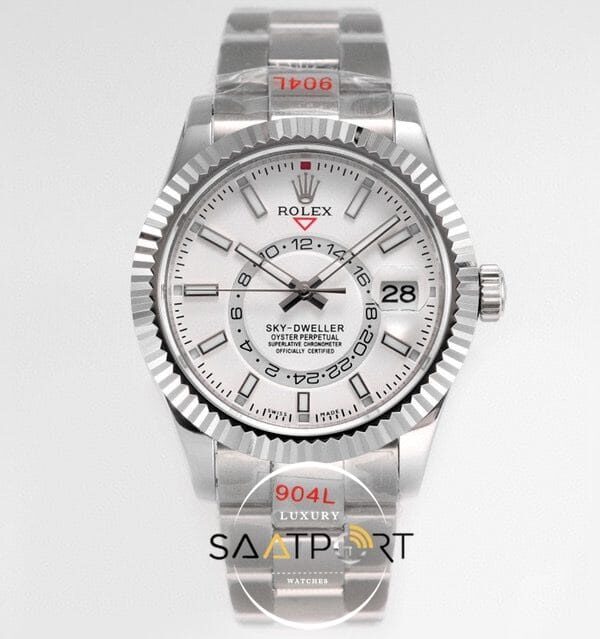 Rolex Sky-Dweller 42mm Beyaz Kadran 904L Çelik Super Clone 9001 ETA