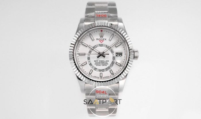 Rolex Sky-Dweller 42mm Beyaz Kadran 904L Çelik Super Clone 9001 ETA