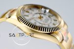 Rolex Sky-Dweller 42mm Beyaz Kadran Tırtıklı Gold Bezel 904L Çelik Super Clone 9001 ETA