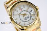 Rolex Sky-Dweller 42mm Beyaz Kadran Tırtıklı Gold Bezel 904L Çelik Super Clone 9001 ETA