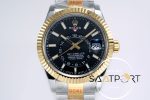 Rolex Sky-Dweller 42mm Gold Bezel Siyah Kadran 904L Çelik Super Clone 9001 ETA