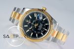 Rolex Sky-Dweller 42mm Gold Bezel Siyah Kadran 904L Çelik Super Clone 9001 ETA