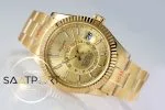 Rolex Sky-Dweller 42mm Gold Kadran Tırtıklı Bezel 904L Çelik Super Clone 9001 ETA