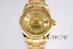 Rolex Sky-Dweller 42mm Gold Kadran Tırtıklı Bezel 904L Çelik Super Clone 9001 ETA