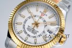 Rolex Sky-Dweller Beyaz Kadran Gold Bezel 904L Çelik Kasa 42mm Super Clone 9001 ETA