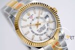 Rolex Sky-Dweller Beyaz Kadran Gold Bezel 904L Çelik Kasa 42mm Super Clone 9001 ETA