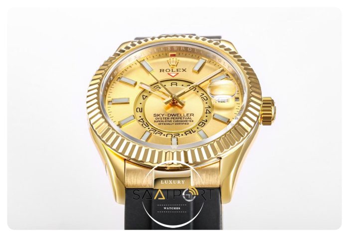 Rolex Sky-Dweller Gold Kadran 42mm 904L Gold Çelik Kasa Super Clone 9001 ETA