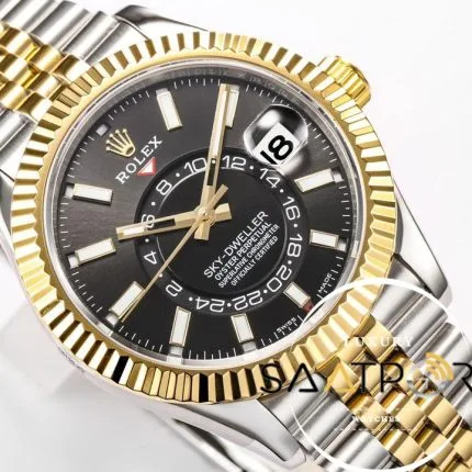 Rolex Sky-Dweller Jübile Kordon 42mm Siyah Kadran 904L Gold Çelik Super Clone 9001 ETA