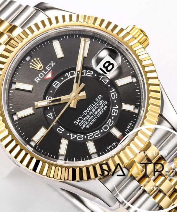 Rolex Sky-Dweller Jübile Kordon 42mm Siyah Kadran 904L Gold Çelik Super Clone 9001 ETA