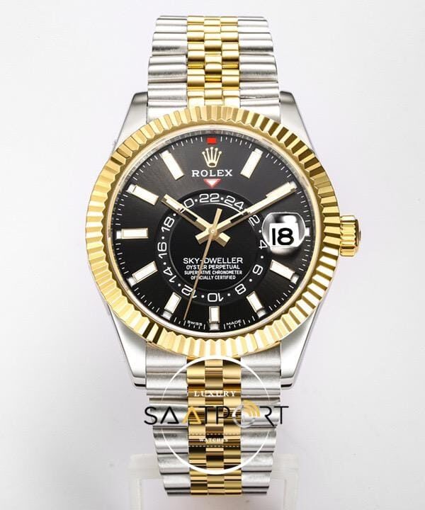 Rolex Sky-Dweller Jübile Kordon 42mm Siyah Kadran 904L Gold Çelik Super Clone 9001 ETA
