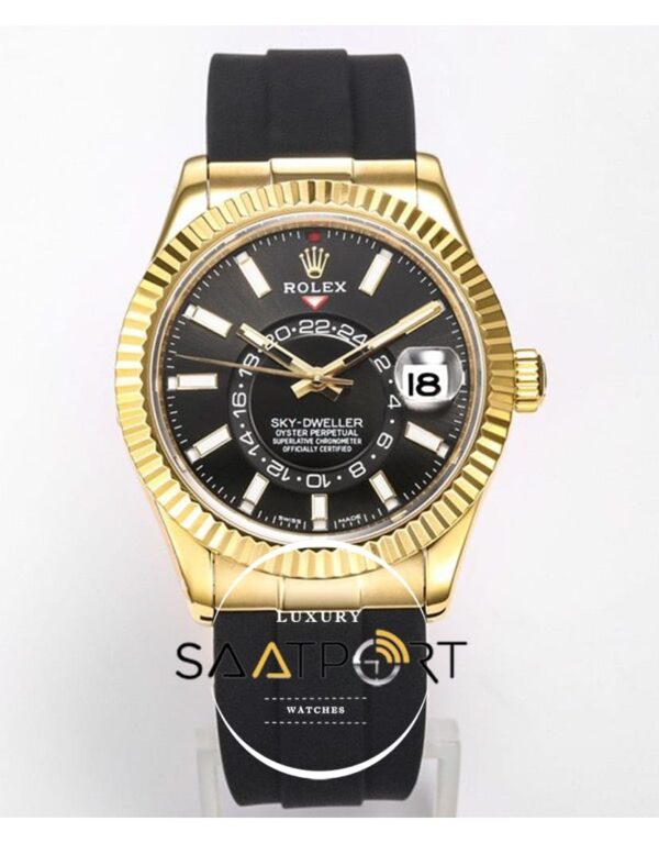 Rolex Sky-Dweller Siyah Kadran 42mm 904L Gold Çelik Kasa Super Clone 9001 ETA