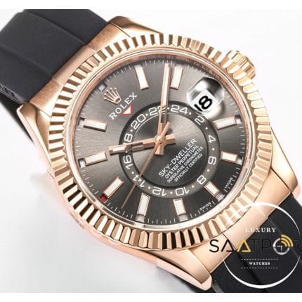Rolex Sky-Dweller Siyah Kadran 904L Rose Çelik Kasa 42mm Super Clone 9001 ETA