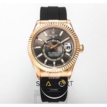 Rolex Sky-Dweller Siyah Kadran 904L Rose Çelik Kasa 42mm Super Clone 9001 ETA