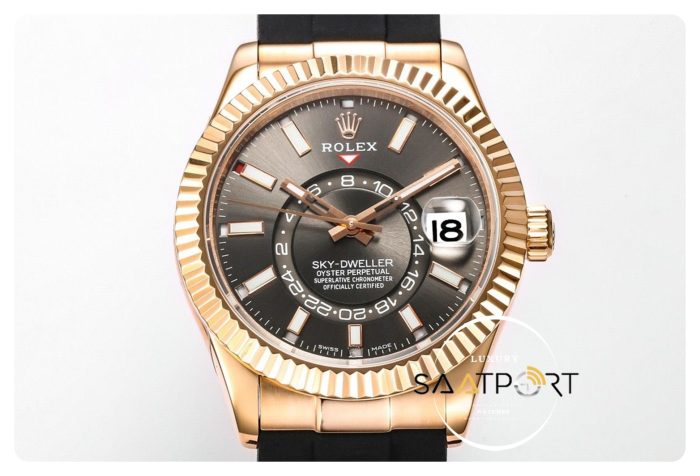 Rolex Sky-Dweller Siyah Kadran 904L Rose Çelik Kasa 42mm Super Clone 9001 ETA