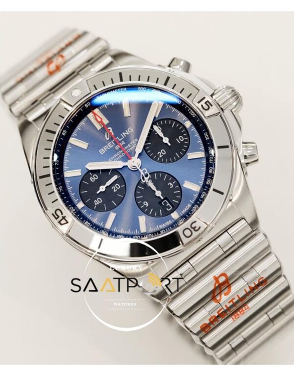 Yeni Breitling Chronomat B01 42mm Çelik Bezel Mavi Kadran ETA