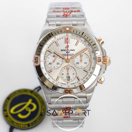 Yeni Breitling Chronomat B01 42mm Gümüş Kadran Çelik Bezel ETA