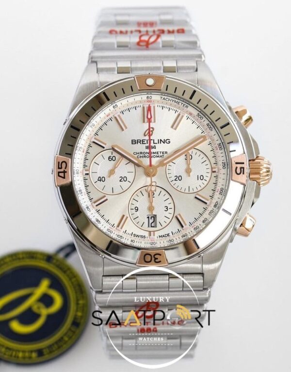 Yeni Breitling Chronomat B01 42mm Gümüş Kadran Çelik Bezel ETA