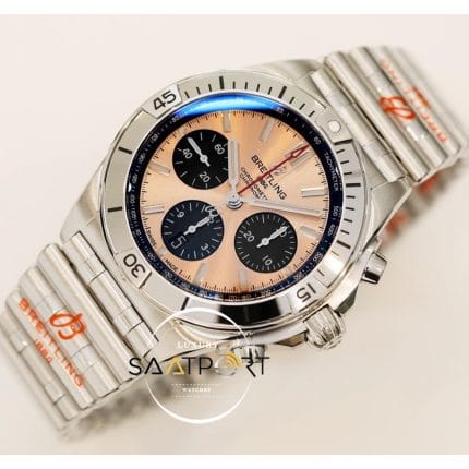 Yeni Breitling Chronomat B01 42mm Pembe Kadran Çelik Bezel ETA