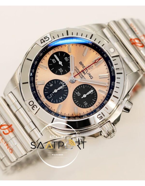 Yeni Breitling Chronomat B01 42mm Pembe Kadran Çelik Bezel ETA