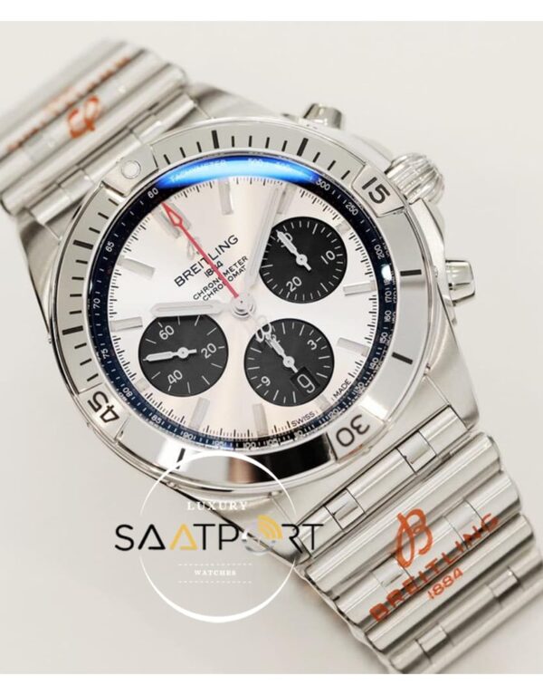 Yeni Breitling Chronomat B01 42mm Siyah Gösterge Beyaz Kadran ETA