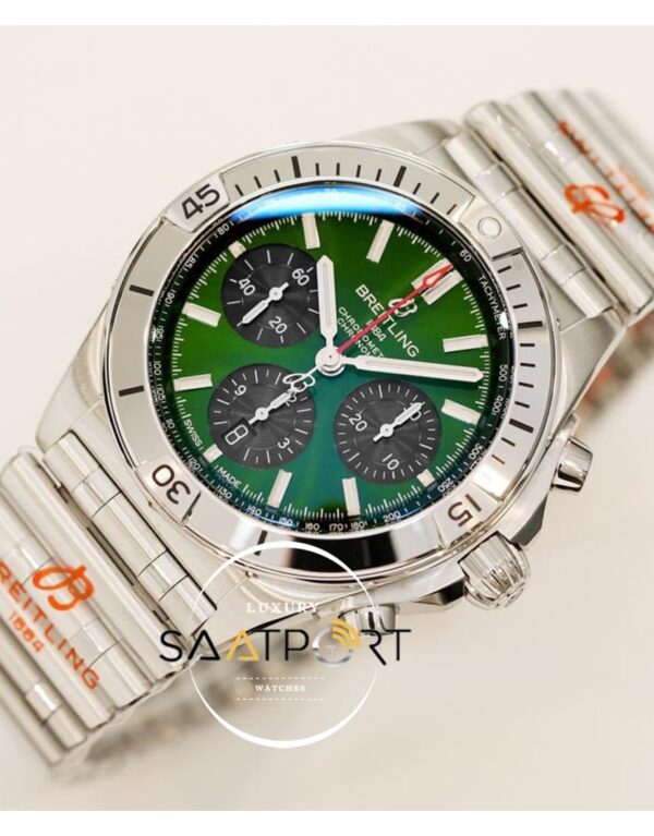 Yeni Breitling Chronomat B01 42mm Yeşil Kadran Çelik Bezel ETA