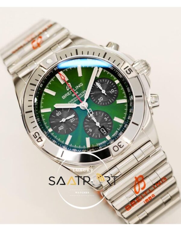 Yeni Breitling Chronomat B01 42mm Yeşil Kadran Çelik Bezel ETA
