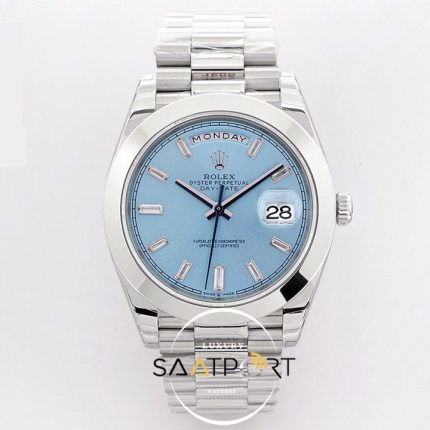 Rolex Day Date Platin Buz Mavisi Kadran 40mm Super Clone ETA