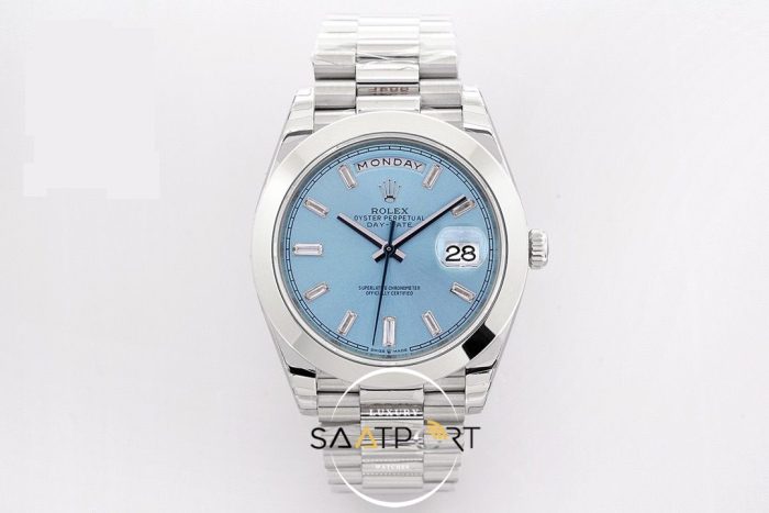 Rolex Day Date Platin Buz Mavisi Kadran 40mm Super Clone ETA