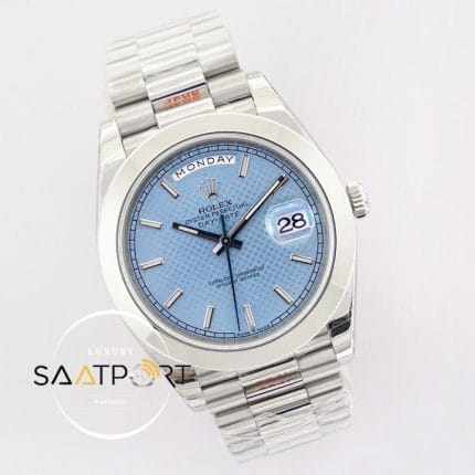 Rolex Day Date Desenli Buz Mavisi Kadran 40mm Super Clone ETA