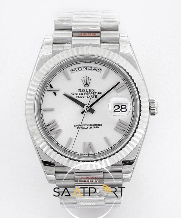 Rolex Day Date Roman Rakamlı Beyaz Kadran 40mm Super Clone ETA
