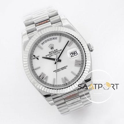 Rolex Day Date Roman Rakamlı Beyaz Kadran 40mm Super Clone ETA