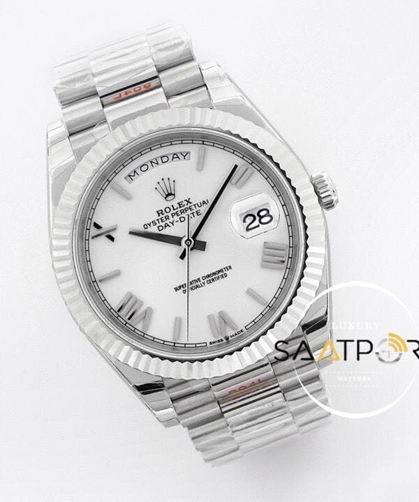 Rolex Day Date Roman Rakamlı Beyaz Kadran 40mm Super Clone ETA