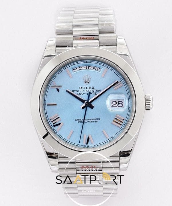 Rolex Day Date Roman Rakamlı Buz Mavisi Kadran 40mm Super Clone ETA
