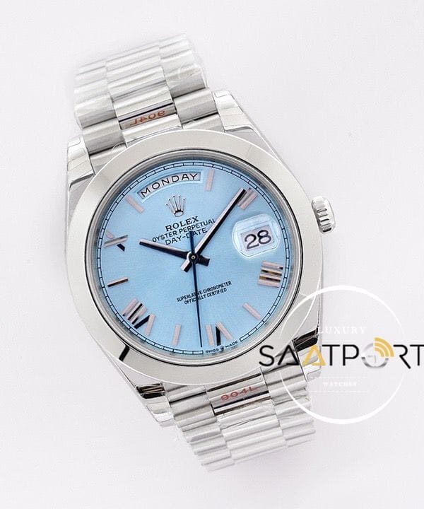 Rolex Day Date Roman Rakamlı Buz Mavisi Kadran 40mm Super Clone ETA