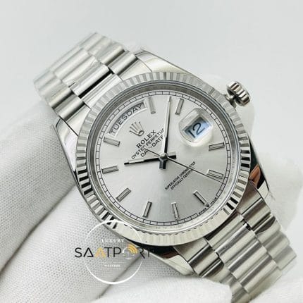 Rolex Day Date Gümüş Kadran 40mm 904L Çelik Super Clone ETA