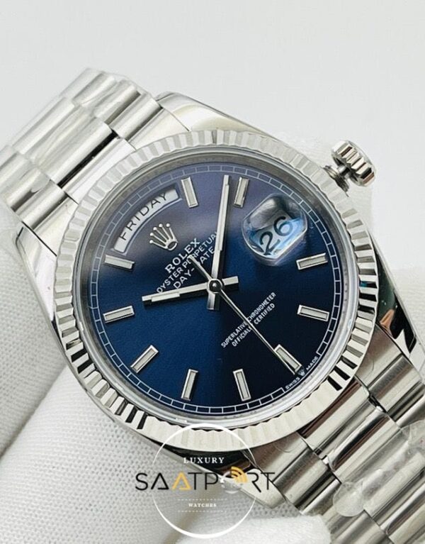 Rolex Day Date Mavi Kadran 40mm 904L Çelik Super Clone ETA
