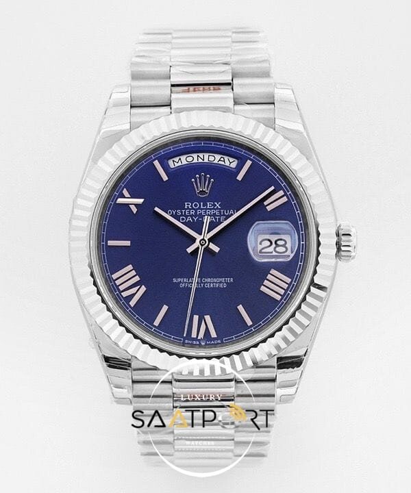 Rolex Day Date Roman Rakamlı Mavi Kadran 40mm Super Clone ETA
