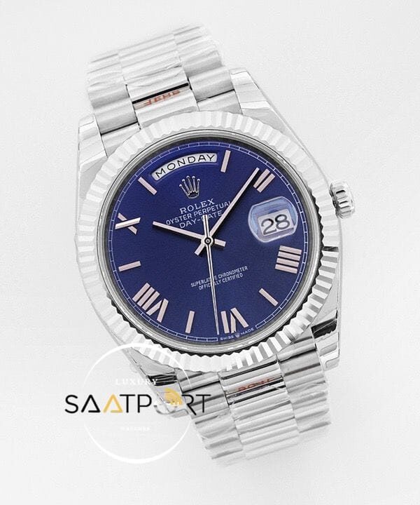 Rolex Day Date Roman Rakamlı Mavi Kadran 40mm Super Clone ETA